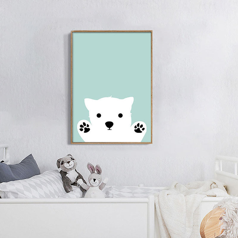Cartoon Animal Pattern Canvas Kids Style Textured Painting in Soft Color for Home Clearhalo 'Art Gallery' 'Canvas Art' 'Kids' Arts' 1956110