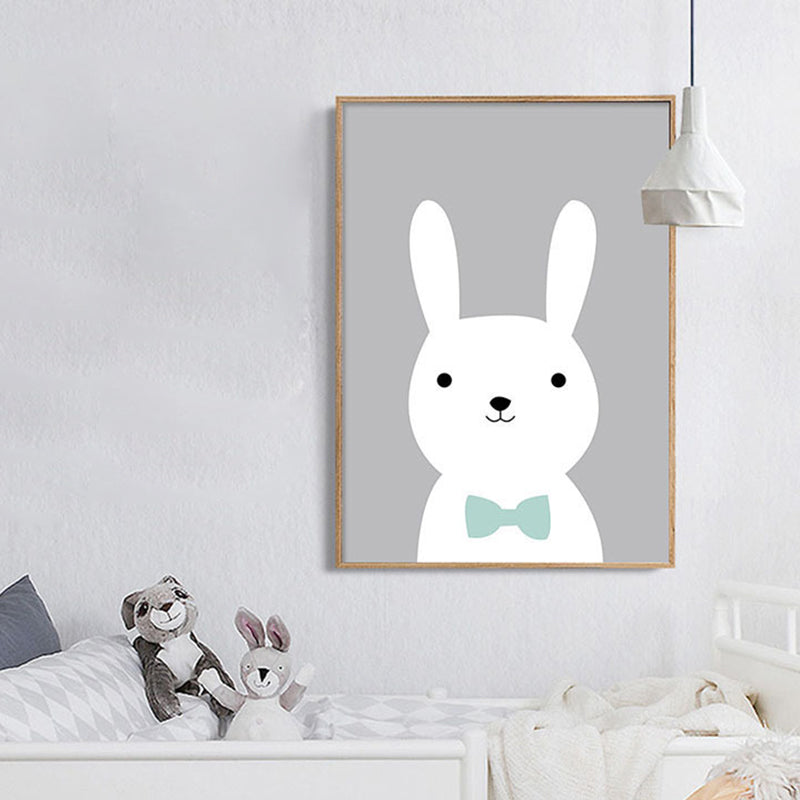Cartoon Animal Pattern Canvas Kids Style Textured Painting in Soft Color for Home White Clearhalo 'Art Gallery' 'Canvas Art' 'Kids' Arts' 1956117