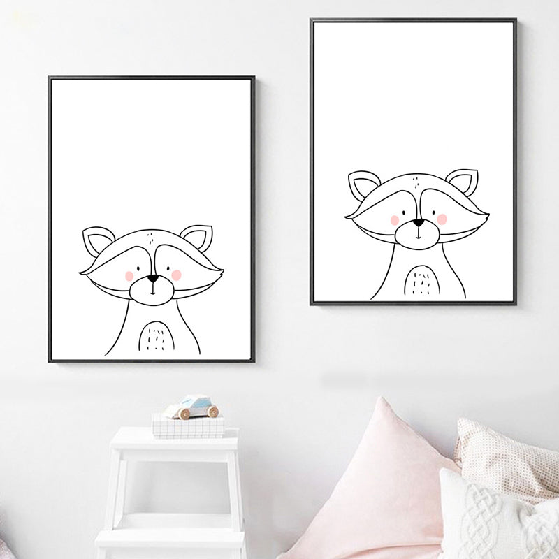 Soft Color Animal Pattern Canvas Print Textured Children's Art Dining Room Wall Decor Gloss White Clearhalo 'Art Gallery' 'Canvas Art' 'Kids' Arts' 1956168