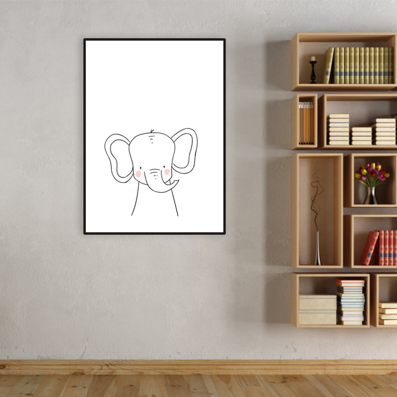 Soft Color Animal Pattern Canvas Print Textured Children's Art Dining Room Wall Decor White Clearhalo 'Art Gallery' 'Canvas Art' 'Kids' Arts' 1956176