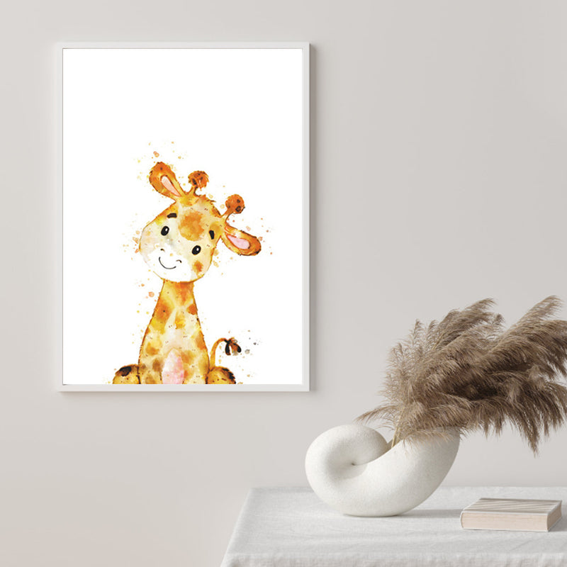 Children's Art Wild Animal Canvas Light Color Textured Wall Decor for Living Room Clearhalo 'Art Gallery' 'Canvas Art' 'Kids' Arts' 1956193
