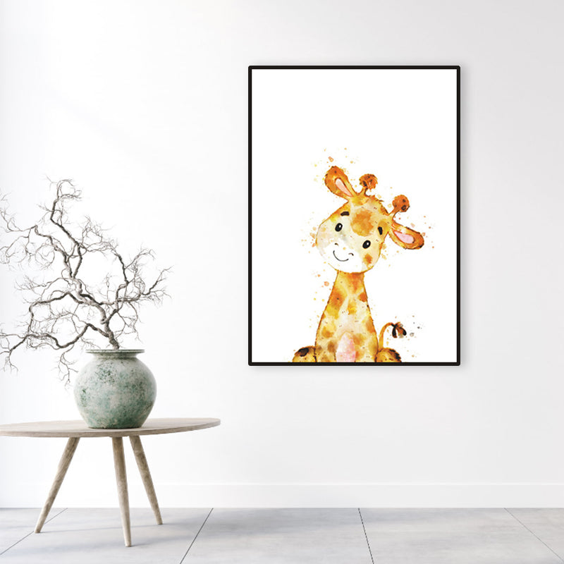 Children's Art Wild Animal Canvas Light Color Textured Wall Decor for Living Room Clearhalo 'Art Gallery' 'Canvas Art' 'Kids' Arts' 1956194
