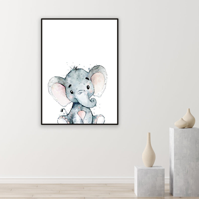 Children's Art Wild Animal Canvas Light Color Textured Wall Decor for Living Room Clearhalo 'Art Gallery' 'Canvas Art' 'Kids' Arts' 1956201