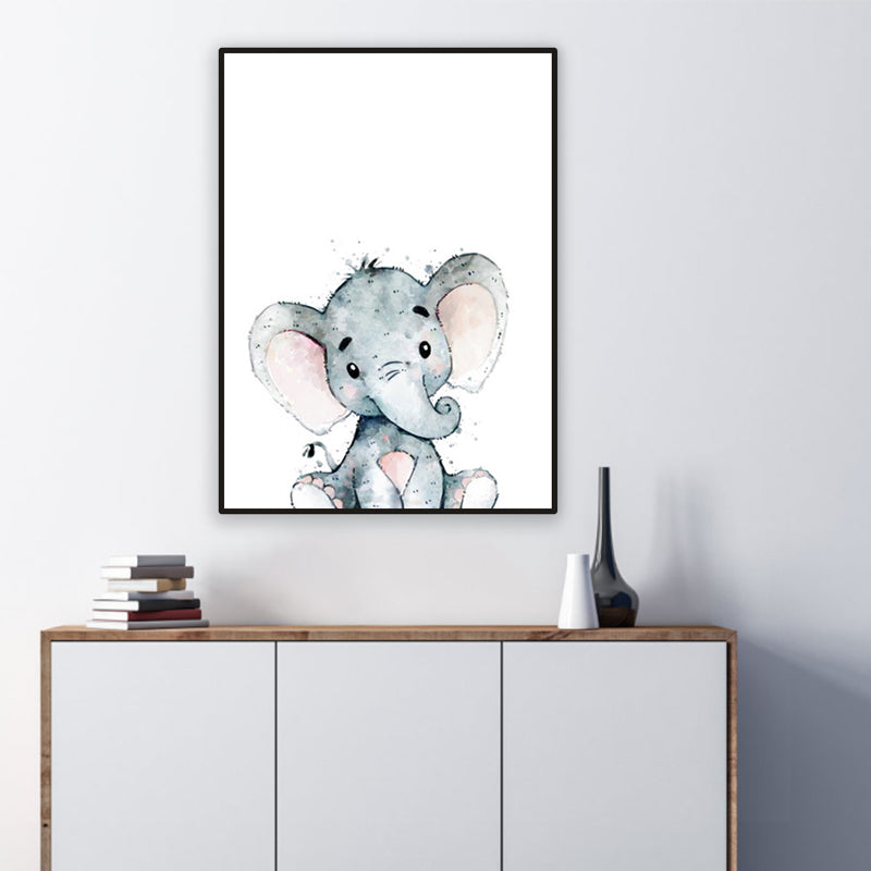 Children's Art Wild Animal Canvas Light Color Textured Wall Decor for Living Room Clearhalo 'Art Gallery' 'Canvas Art' 'Kids' Arts' 1956202