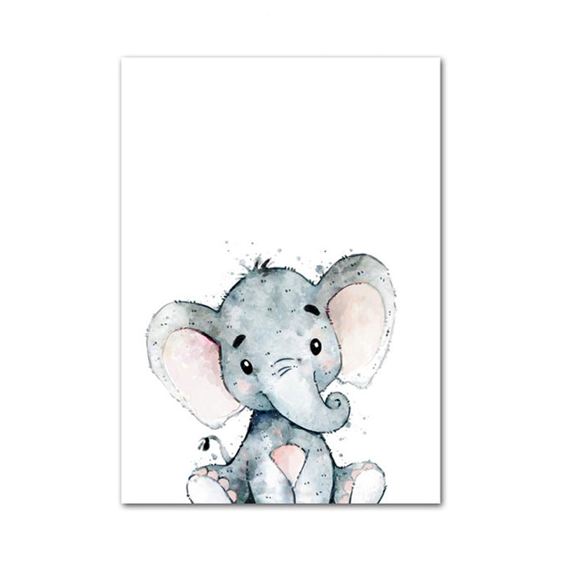 Children's Art Wild Animal Canvas Light Color Textured Wall Decor for Living Room Clearhalo 'Art Gallery' 'Canvas Art' 'Kids' Arts' 1956203