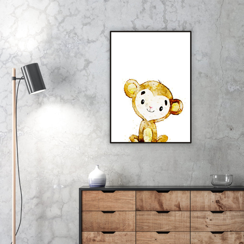 Children's Art Wild Animal Canvas Light Color Textured Wall Decor for Living Room Yellow Clearhalo 'Art Gallery' 'Canvas Art' 'Kids' Arts' 1956204