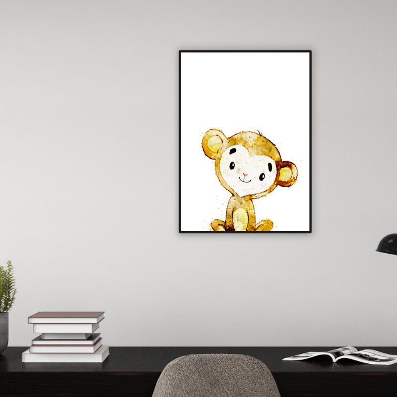 Children's Art Wild Animal Canvas Light Color Textured Wall Decor for Living Room Clearhalo 'Art Gallery' 'Canvas Art' 'Kids' Arts' 1956205