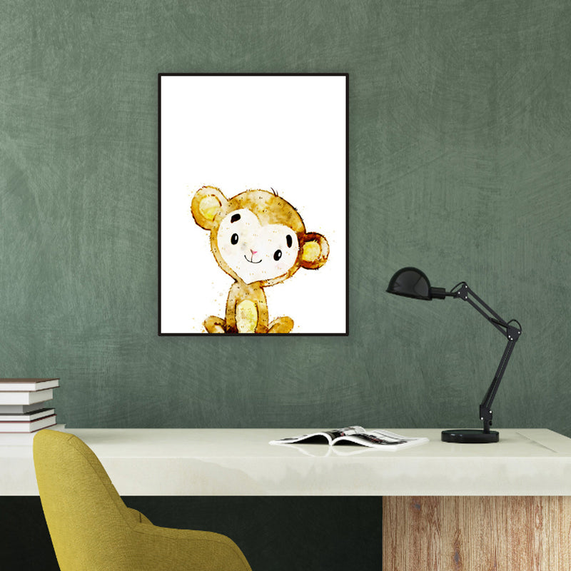 Children's Art Wild Animal Canvas Light Color Textured Wall Decor for Living Room Clearhalo 'Art Gallery' 'Canvas Art' 'Kids' Arts' 1956206