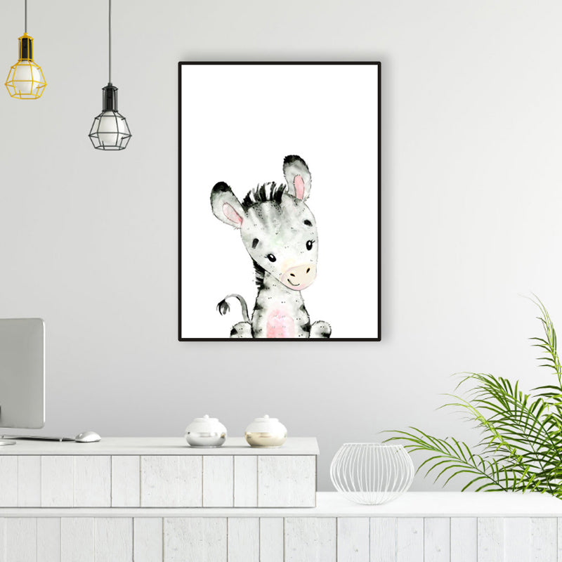 Children's Art Wild Animal Canvas Light Color Textured Wall Decor for Living Room Grey Clearhalo 'Art Gallery' 'Canvas Art' 'Kids' Arts' 1956208