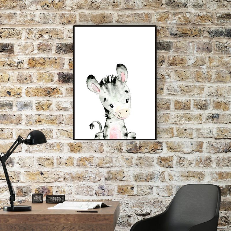 Children's Art Wild Animal Canvas Light Color Textured Wall Decor for Living Room Clearhalo 'Art Gallery' 'Canvas Art' 'Kids' Arts' 1956209