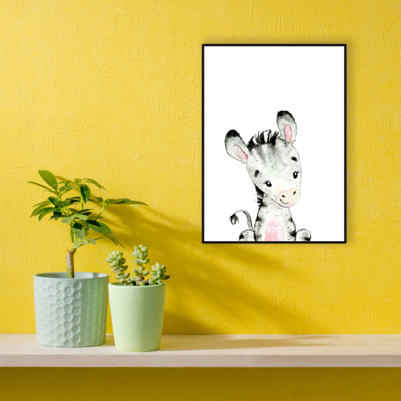 Children's Art Wild Animal Canvas Light Color Textured Wall Decor for Living Room Clearhalo 'Art Gallery' 'Canvas Art' 'Kids' Arts' 1956210