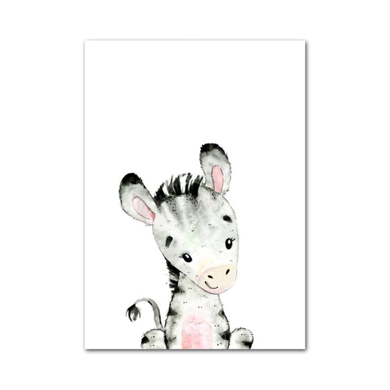 Children's Art Wild Animal Canvas Light Color Textured Wall Decor for Living Room Clearhalo 'Art Gallery' 'Canvas Art' 'Kids' Arts' 1956211