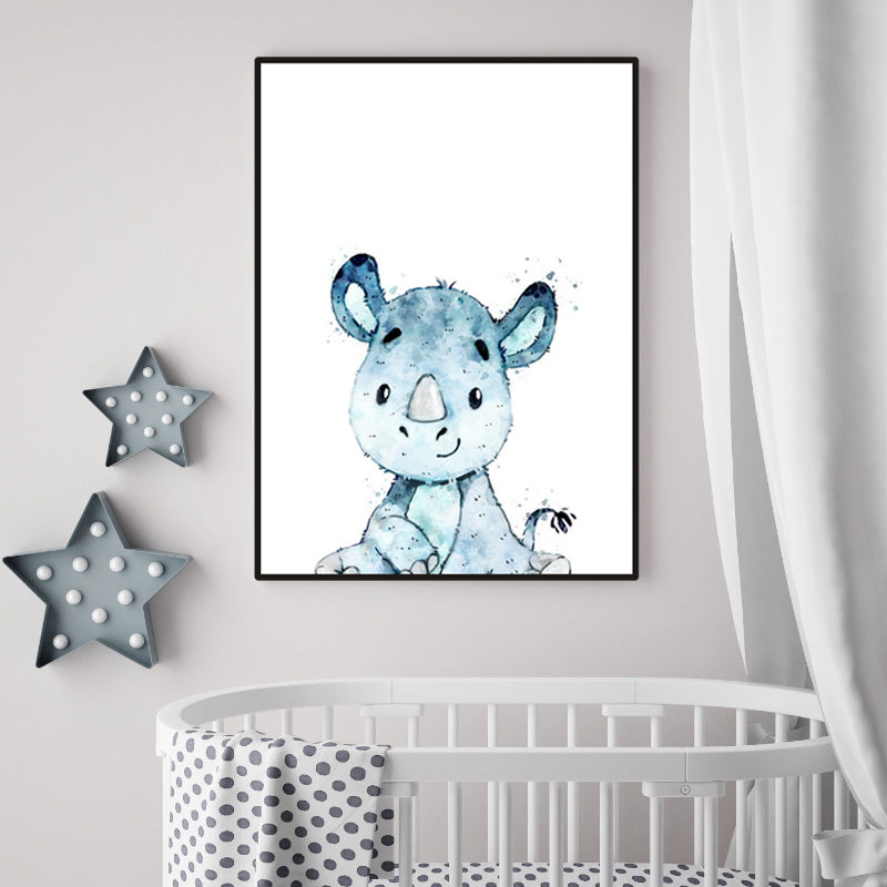 Children's Art Wild Animal Canvas Light Color Textured Wall Decor for Living Room Clearhalo 'Art Gallery' 'Canvas Art' 'Kids' Arts' 1956214