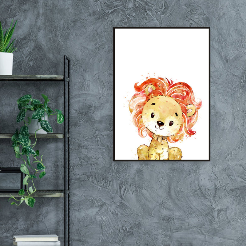 Children's Art Wild Animal Canvas Light Color Textured Wall Decor for Living Room Orange Red Clearhalo 'Art Gallery' 'Canvas Art' 'Kids' Arts' 1956216