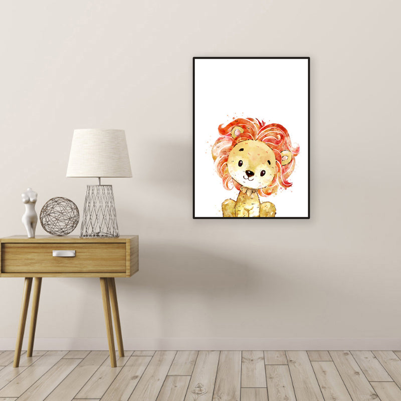 Children's Art Wild Animal Canvas Light Color Textured Wall Decor for Living Room Clearhalo 'Art Gallery' 'Canvas Art' 'Kids' Arts' 1956217