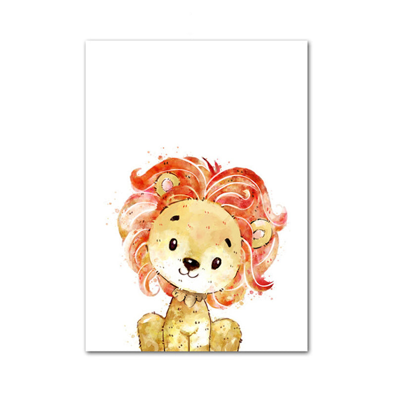 Children's Art Wild Animal Canvas Light Color Textured Wall Decor for Living Room Clearhalo 'Art Gallery' 'Canvas Art' 'Kids' Arts' 1956219