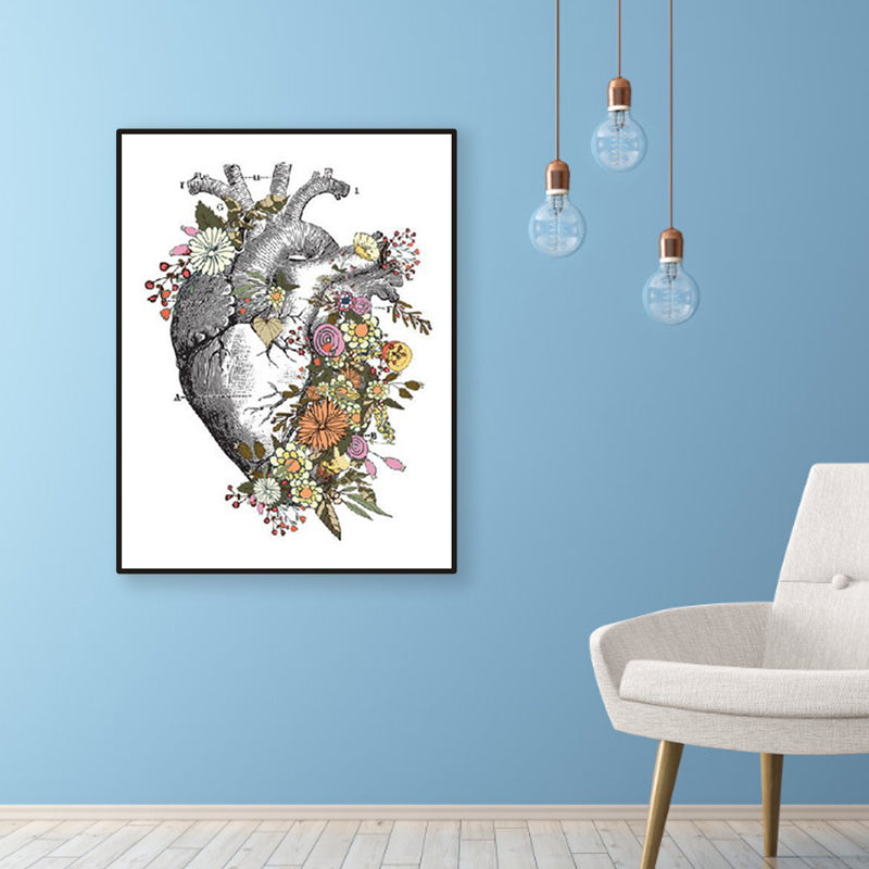 Textured Pastel Color Painting Modern Style Floral and Organ Pattern Wall Art Print Grey Clearhalo 'Art Gallery' 'Canvas Art' 'Contemporary Art Gallery' 'Modern' Arts' 1956228