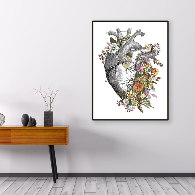 Textured Pastel Color Painting Modern Style Floral and Organ Pattern Wall Art Print Clearhalo 'Art Gallery' 'Canvas Art' 'Contemporary Art Gallery' 'Modern' Arts' 1956229