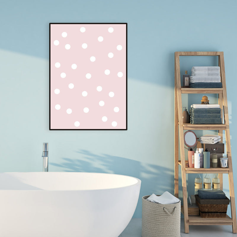 Pink Polka Dot Pattern Canvas Print Textured Kids Style House Interior Wall Art Decor Clearhalo 'Art Gallery' 'Canvas Art' 'Kids' Arts' 1956241