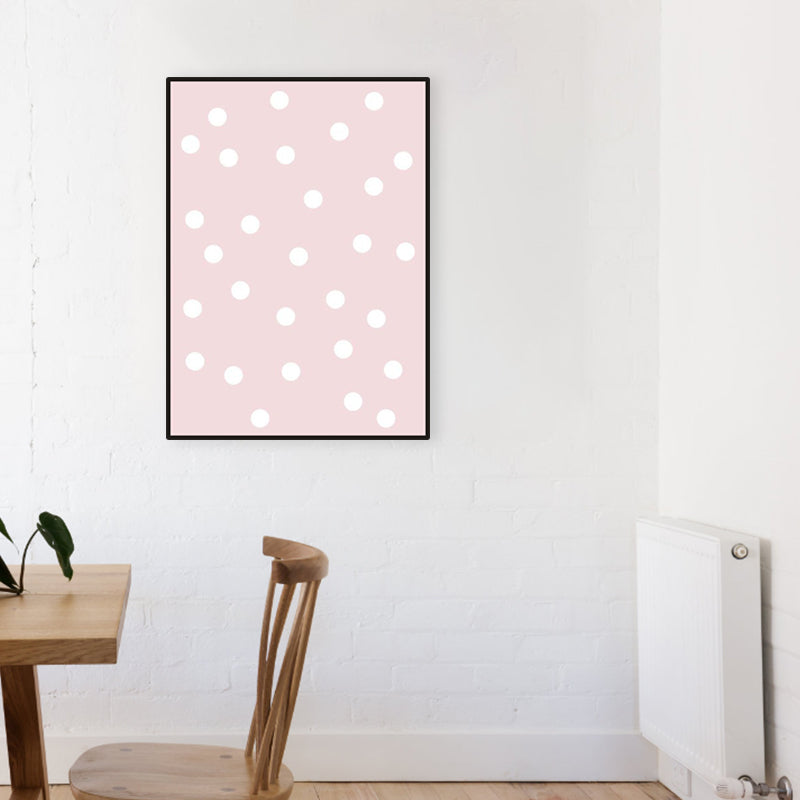 Pink Polka Dot Pattern Canvas Print Textured Kids Style House Interior Wall Art Decor Clearhalo 'Art Gallery' 'Canvas Art' 'Kids' Arts' 1956242