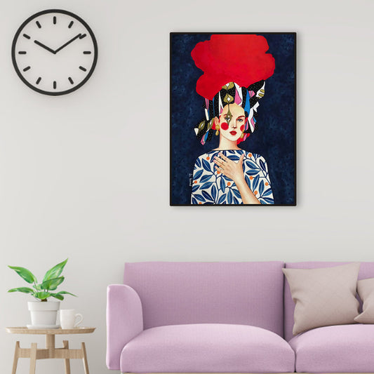 Light Color Fashion Figure Painting Illustration Glam Textured Canvas for Lounge - Clearhalo - 'Arts' - 'Canvas Art' - 1956249