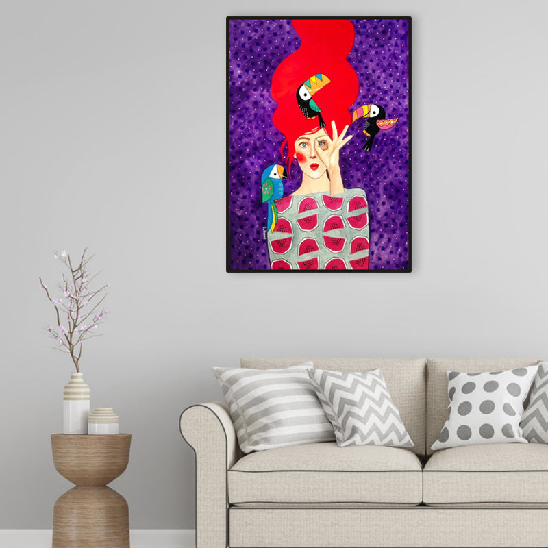 Light Color Fashion Figure Painting Illustration Glam Textured Canvas for Lounge - Clearhalo - 'Arts' - 'Canvas Art' - 1956265
