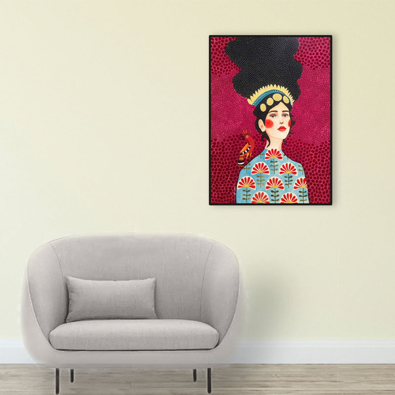 Light Color Fashion Figure Painting Illustration Glam Textured Canvas for Lounge - Clearhalo - 'Arts' - 'Canvas Art' - 1956270