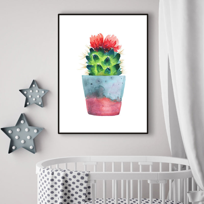 Cactus Bonsai Wall Decor Contemporary Textured Parlor Wrapped Canvas in Soft Color Green Clearhalo 'Art Gallery' 'Canvas Art' 'Contemporary Art Gallery' 'Modern' Arts' 1956292