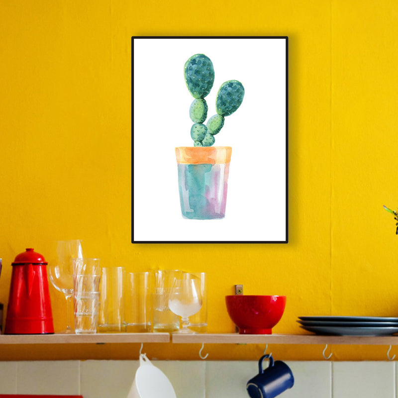 Cactus Bonsai Wall Decor Contemporary Textured Parlor Wrapped Canvas in Soft Color Clearhalo 'Art Gallery' 'Canvas Art' 'Contemporary Art Gallery' 'Modern' Arts' 1956297