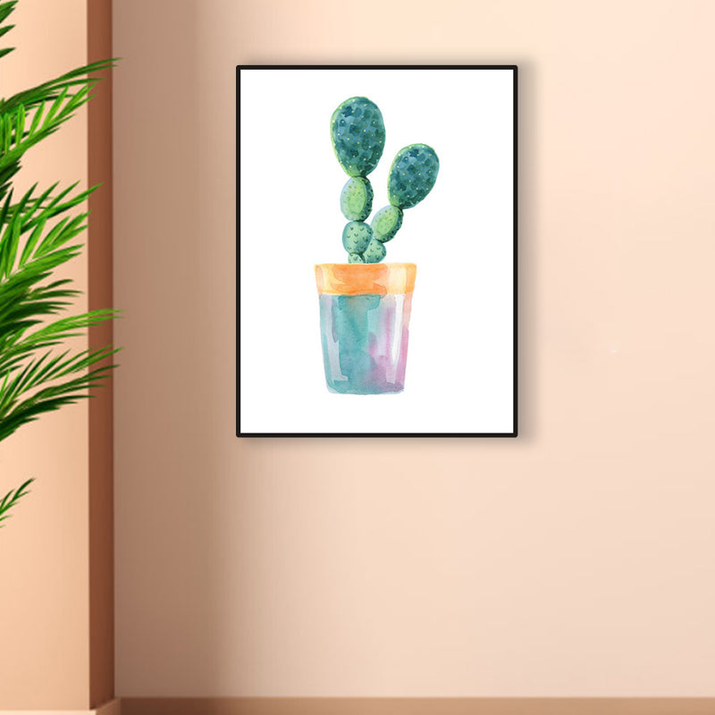 Cactus Bonsai Wall Decor Contemporary Textured Parlor Wrapped Canvas in Soft Color Clearhalo 'Art Gallery' 'Canvas Art' 'Contemporary Art Gallery' 'Modern' Arts' 1956298