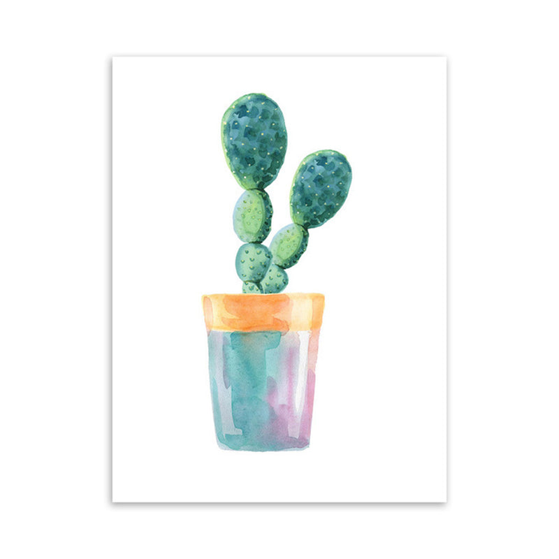 Cactus Bonsai Wall Decor Contemporary Textured Parlor Wrapped Canvas in Soft Color Clearhalo 'Art Gallery' 'Canvas Art' 'Contemporary Art Gallery' 'Modern' Arts' 1956299