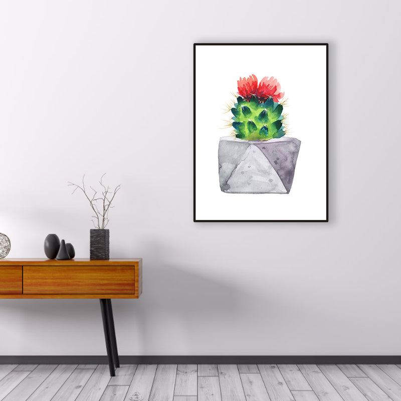 Cactus Bonsai Wall Decor Contemporary Textured Parlor Wrapped Canvas in Soft Color Clearhalo 'Art Gallery' 'Canvas Art' 'Contemporary Art Gallery' 'Modern' Arts' 1956301