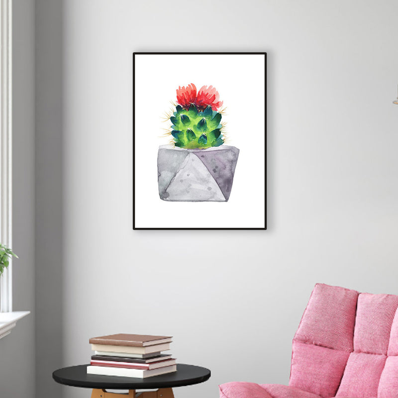 Cactus Bonsai Wall Decor Contemporary Textured Parlor Wrapped Canvas in Soft Color Clearhalo 'Art Gallery' 'Canvas Art' 'Contemporary Art Gallery' 'Modern' Arts' 1956302