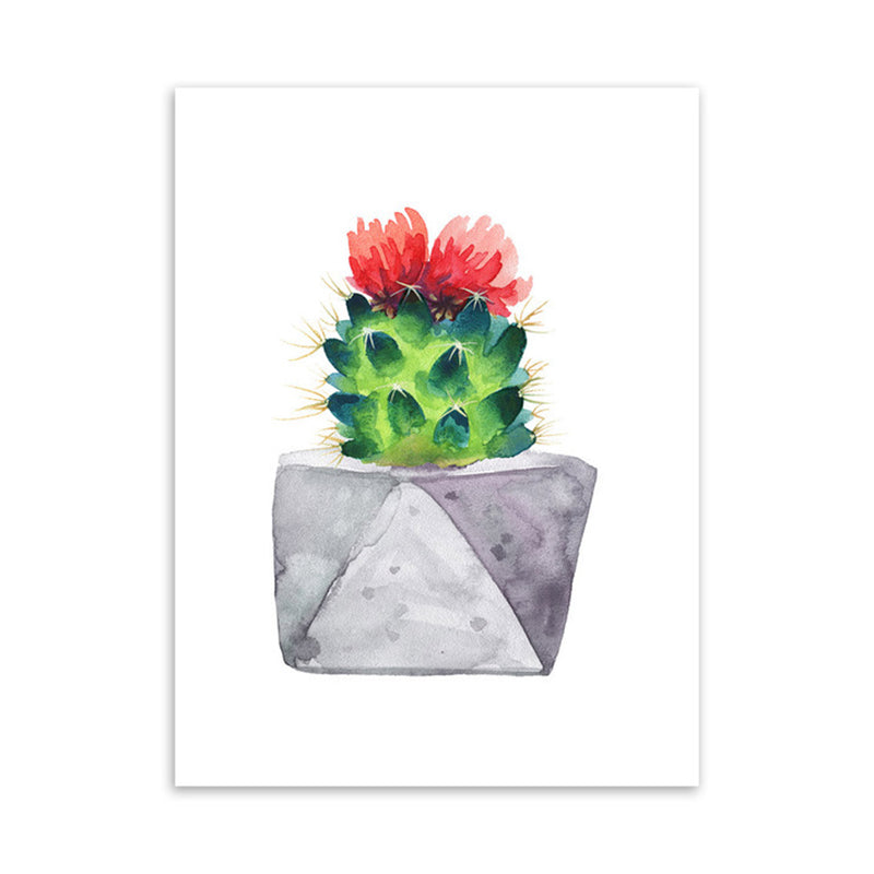 Cactus Bonsai Wall Decor Contemporary Textured Parlor Wrapped Canvas in Soft Color Clearhalo 'Art Gallery' 'Canvas Art' 'Contemporary Art Gallery' 'Modern' Arts' 1956303