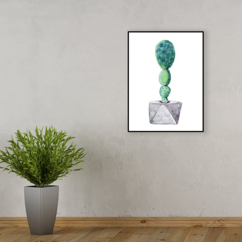 Cactus Bonsai Wall Decor Contemporary Textured Parlor Wrapped Canvas in Soft Color Clearhalo 'Art Gallery' 'Canvas Art' 'Contemporary Art Gallery' 'Modern' Arts' 1956305