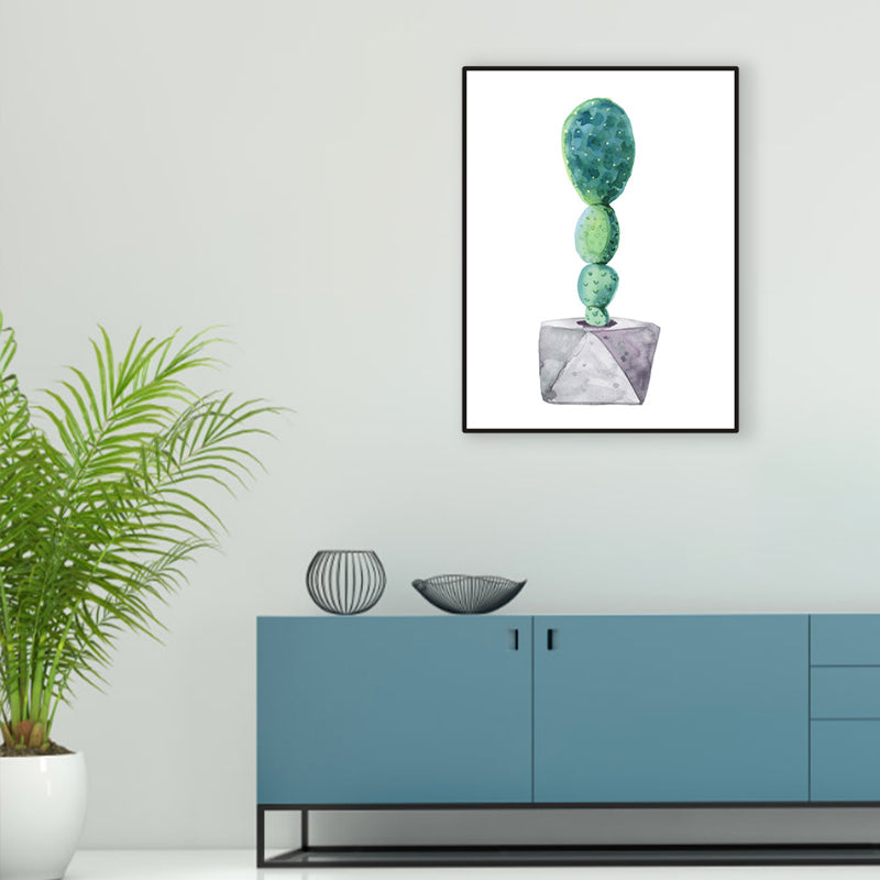 Cactus Bonsai Wall Decor Contemporary Textured Parlor Wrapped Canvas in Soft Color Clearhalo 'Art Gallery' 'Canvas Art' 'Contemporary Art Gallery' 'Modern' Arts' 1956306