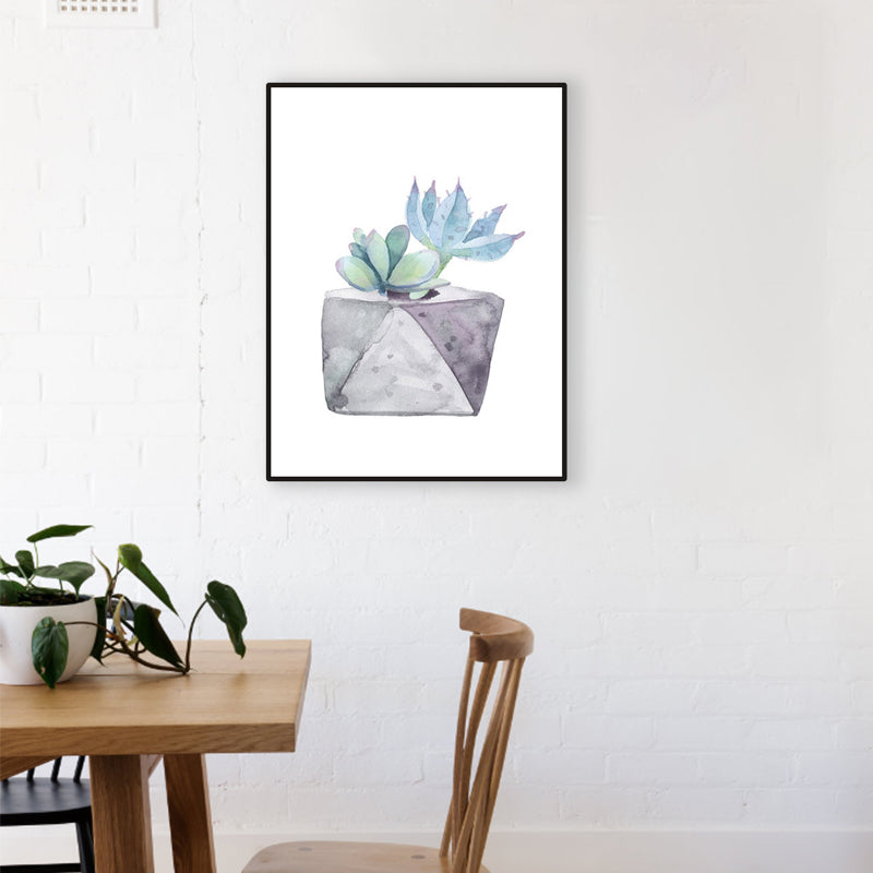 Cactus Bonsai Wall Decor Contemporary Textured Parlor Wrapped Canvas in Soft Color Clearhalo 'Art Gallery' 'Canvas Art' 'Contemporary Art Gallery' 'Modern' Arts' 1956309