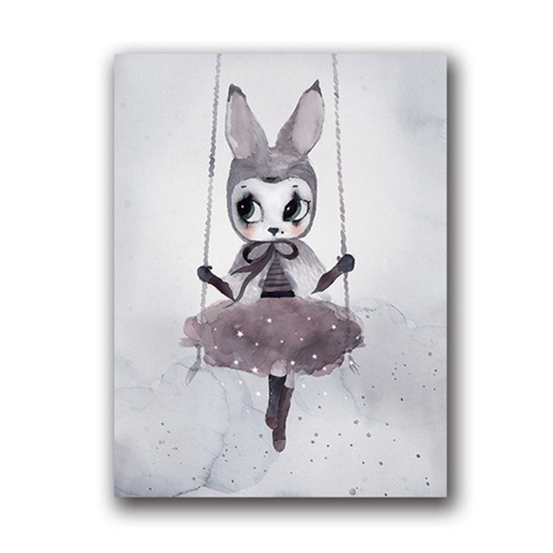 Versatile Deer Wall Decor Pastel Color Children's Art Style Painting for Kids Bedroom Clearhalo 'Art Gallery' 'Canvas Art' 'Kids' Arts' 1956327