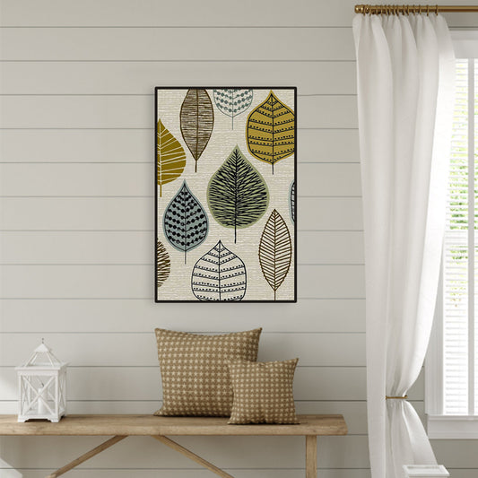 Beige Leaves Print Painting Textured Contemporary Style Living Room Wrapped Canvas Clearhalo 'Art Gallery' 'Canvas Art' 'Contemporary Art Gallery' 'Modern' Arts' 1956373