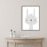 Gray Rabbit Canvas Wild Animal Children's Art Textured Wall Decor for Baby Bedroom Grey Clearhalo 'Art Gallery' 'Canvas Art' 'Kids' Arts' 1956380