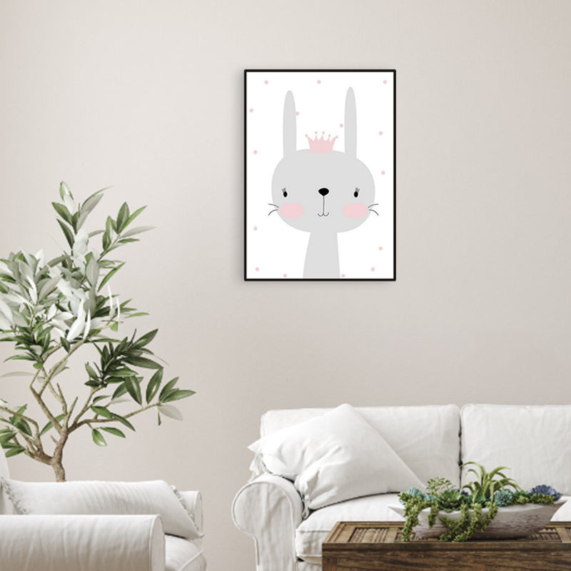 Gray Rabbit Canvas Wild Animal Children's Art Textured Wall Decor for Baby Bedroom Clearhalo 'Art Gallery' 'Canvas Art' 'Kids' Arts' 1956381