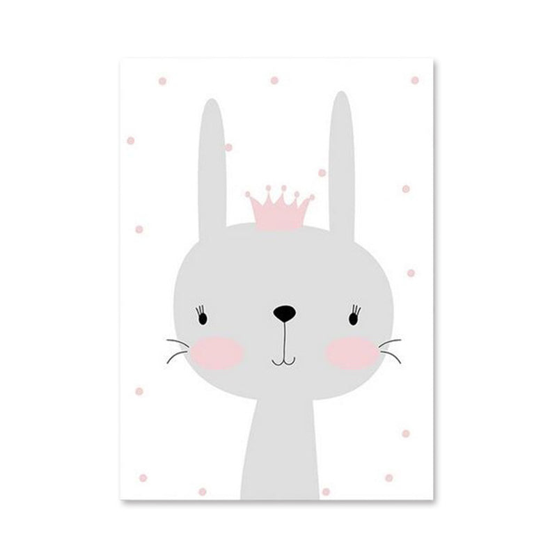 Gray Rabbit Canvas Wild Animal Children's Art Textured Wall Decor for Baby Bedroom Clearhalo 'Art Gallery' 'Canvas Art' 'Kids' Arts' 1956383