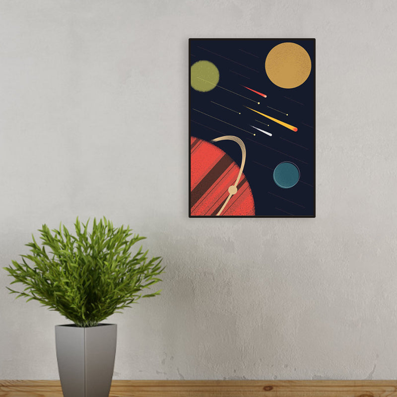 Outer Space Scenery Canvas Print Children's Art Textured Home Gallery Wall Decor Clearhalo 'Art Gallery' 'Canvas Art' 'Kids' Arts' 1956389