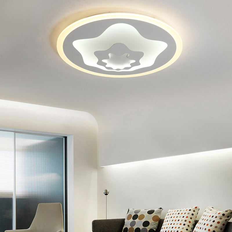 Acrylic Star Flushmount Light for Girls Bedroom Cartoon Eye Caring LED Ceiling Lamp in White White Warm Clearhalo 'Ceiling Lights' 'Close To Ceiling Lights' 'Close to ceiling' 'Flush mount' Lighting' 195639