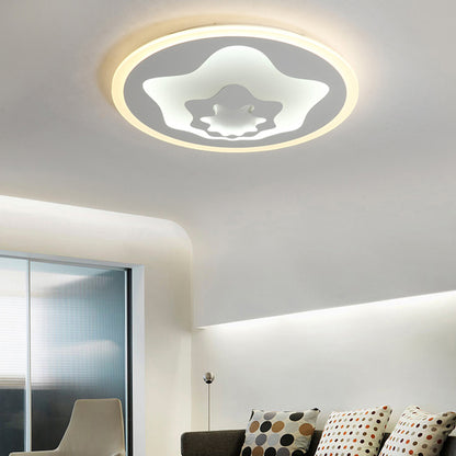 Acrylic Star Flushmount Light for Girls Bedroom Cartoon Eye Caring LED Ceiling Lamp in White White Warm Clearhalo 'Ceiling Lights' 'Close To Ceiling Lights' 'Close to ceiling' 'Flush mount' Lighting' 195639