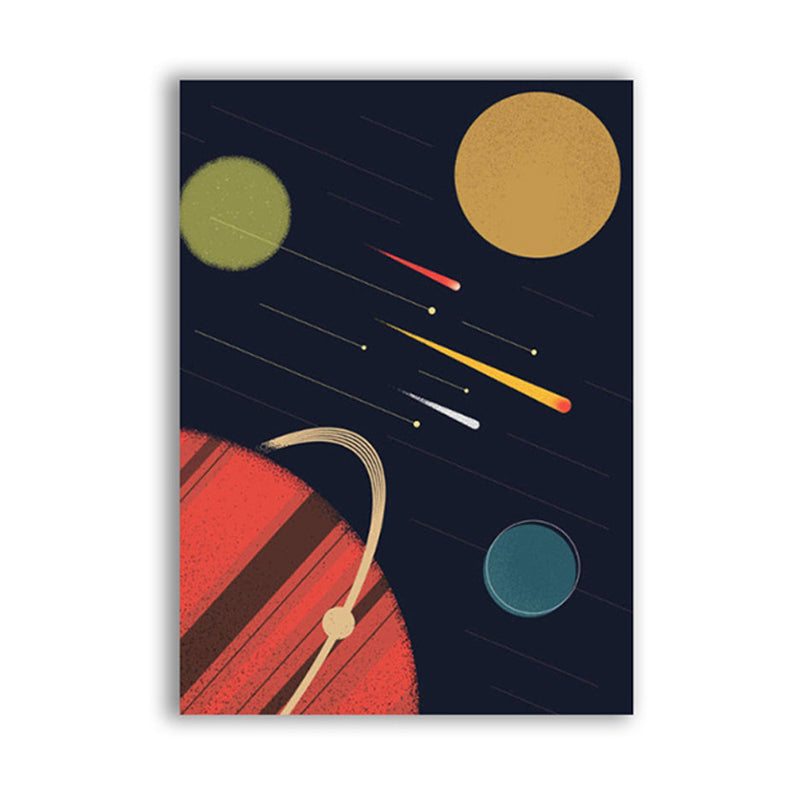 Outer Space Scenery Canvas Print Children's Art Textured Home Gallery Wall Decor Clearhalo 'Art Gallery' 'Canvas Art' 'Kids' Arts' 1956391