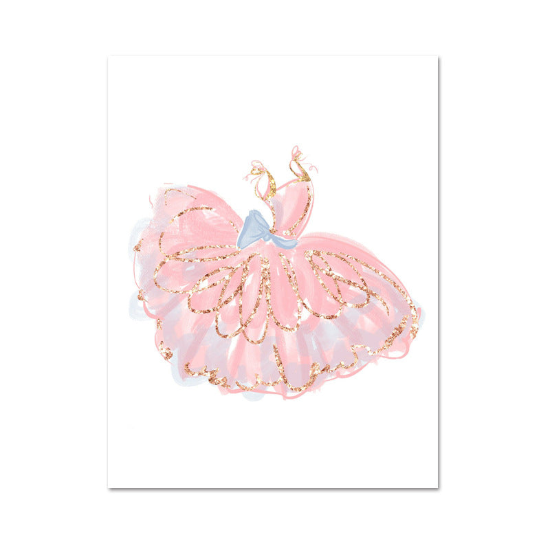 Glam Dancing Dress Graphic Wrapped Canvas Kids Style Textured Wall Art Decor in Pink Clearhalo 'Art Gallery' 'Canvas Art' 'Kids' Arts' 1956411