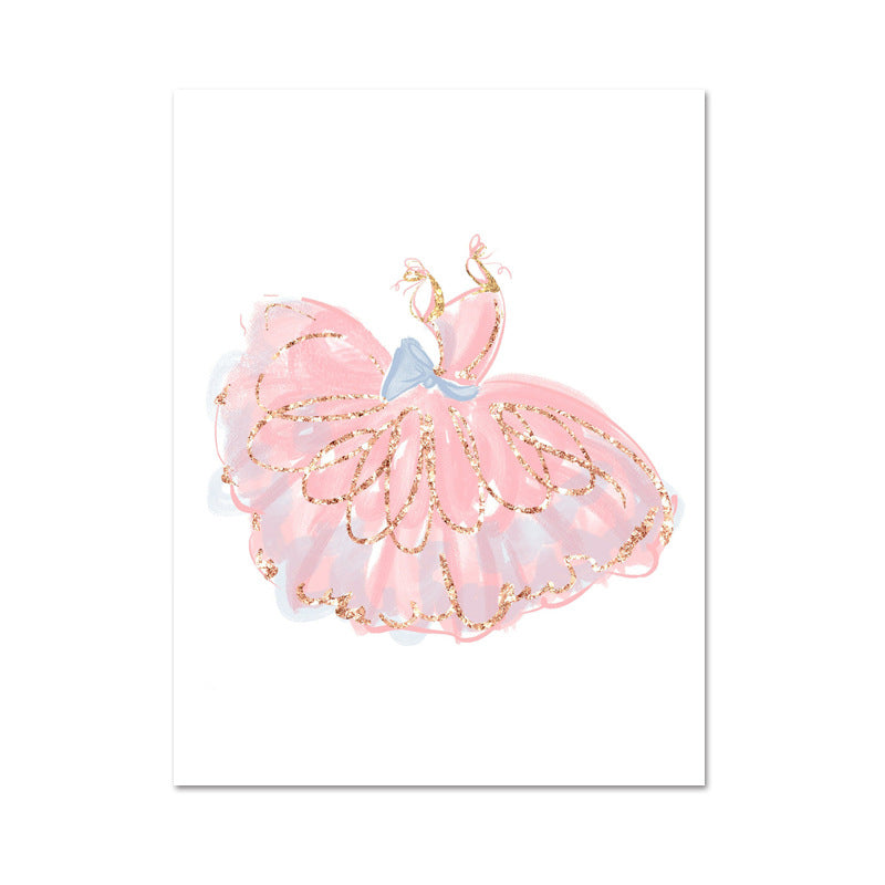 Glam Dancing Dress Graphic Wrapped Canvas Kids Style Textured Wall Art Decor in Pink Clearhalo 'Art Gallery' 'Canvas Art' 'Kids' Arts' 1956411