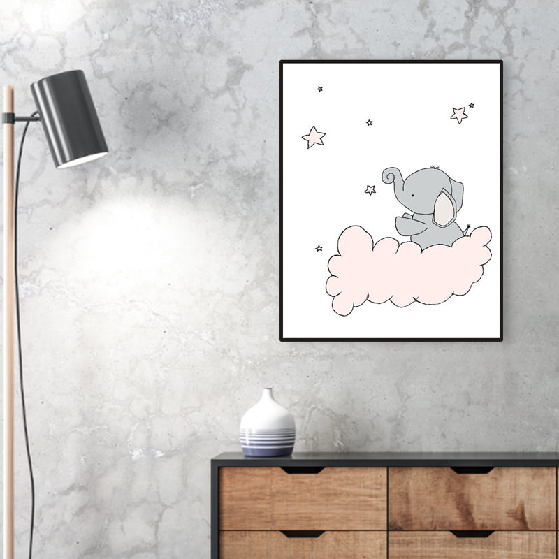 Children's Art Cartoon Elephant Wall Decor Pastel Color Sitting Room Wrapped Canvas Clearhalo 'Art Gallery' 'Canvas Art' 'Kids' Arts' 1956441