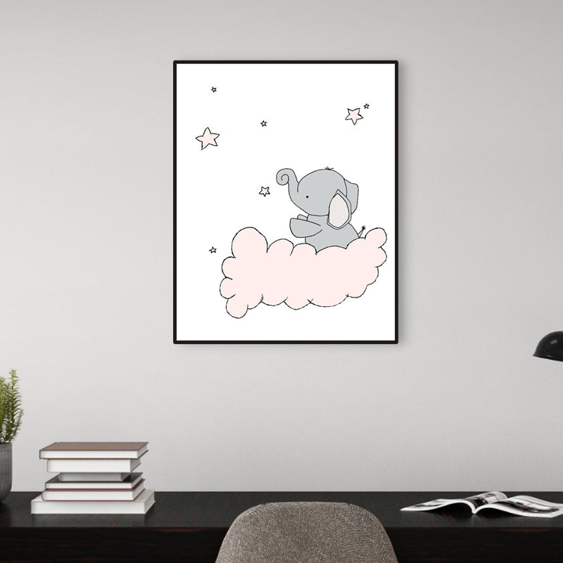 Children's Art Cartoon Elephant Wall Decor Pastel Color Sitting Room Wrapped Canvas Clearhalo 'Art Gallery' 'Canvas Art' 'Kids' Arts' 1956442